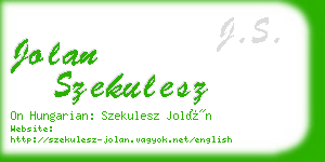 jolan szekulesz business card